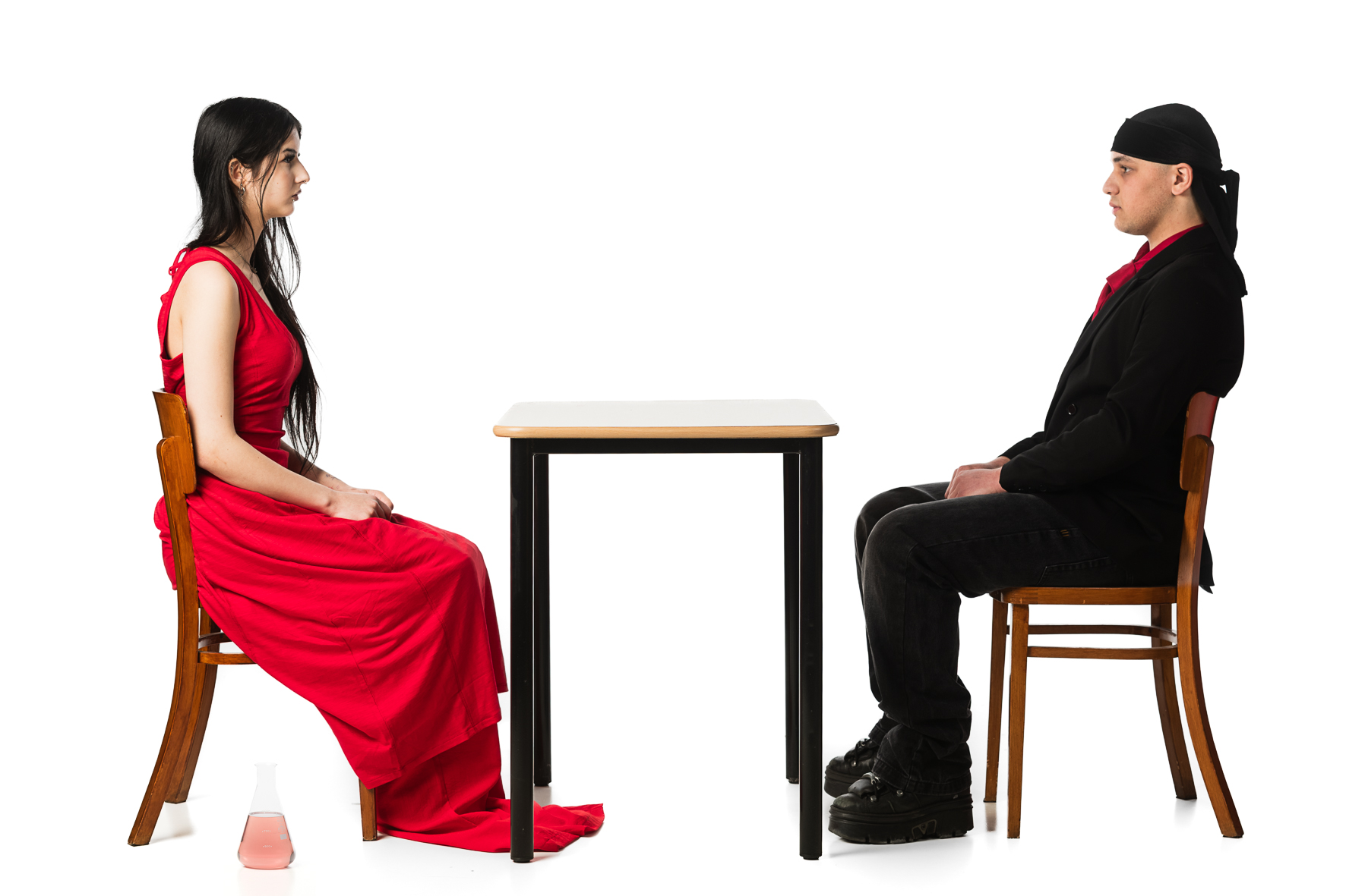 Leerlingen als onderdeel van het kunstproject Tableaux vivants